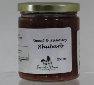 250 ml jar of Sweet and Savoury Rhubarb Sauce